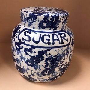 VTG Blue & White Glazed Pottery Sugar Shaker Made in‎ Italy